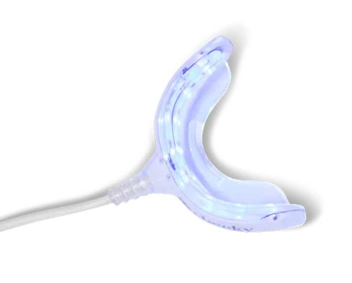 U-shaped dental device with a cable on a white background