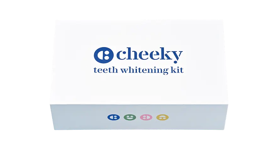 Cheeky teeth whitening kit packaging on a white background