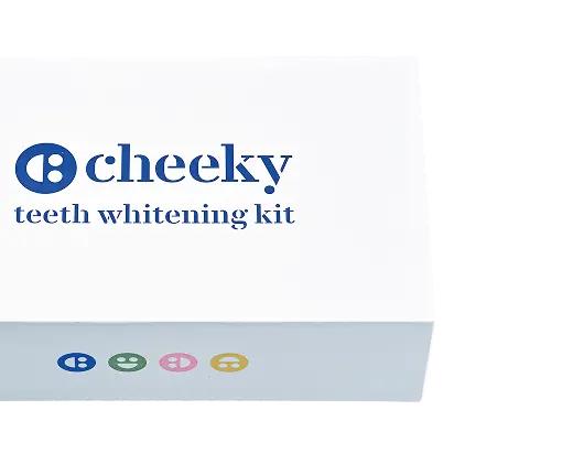 Cheeky teeth whitening kit packaging on a white background